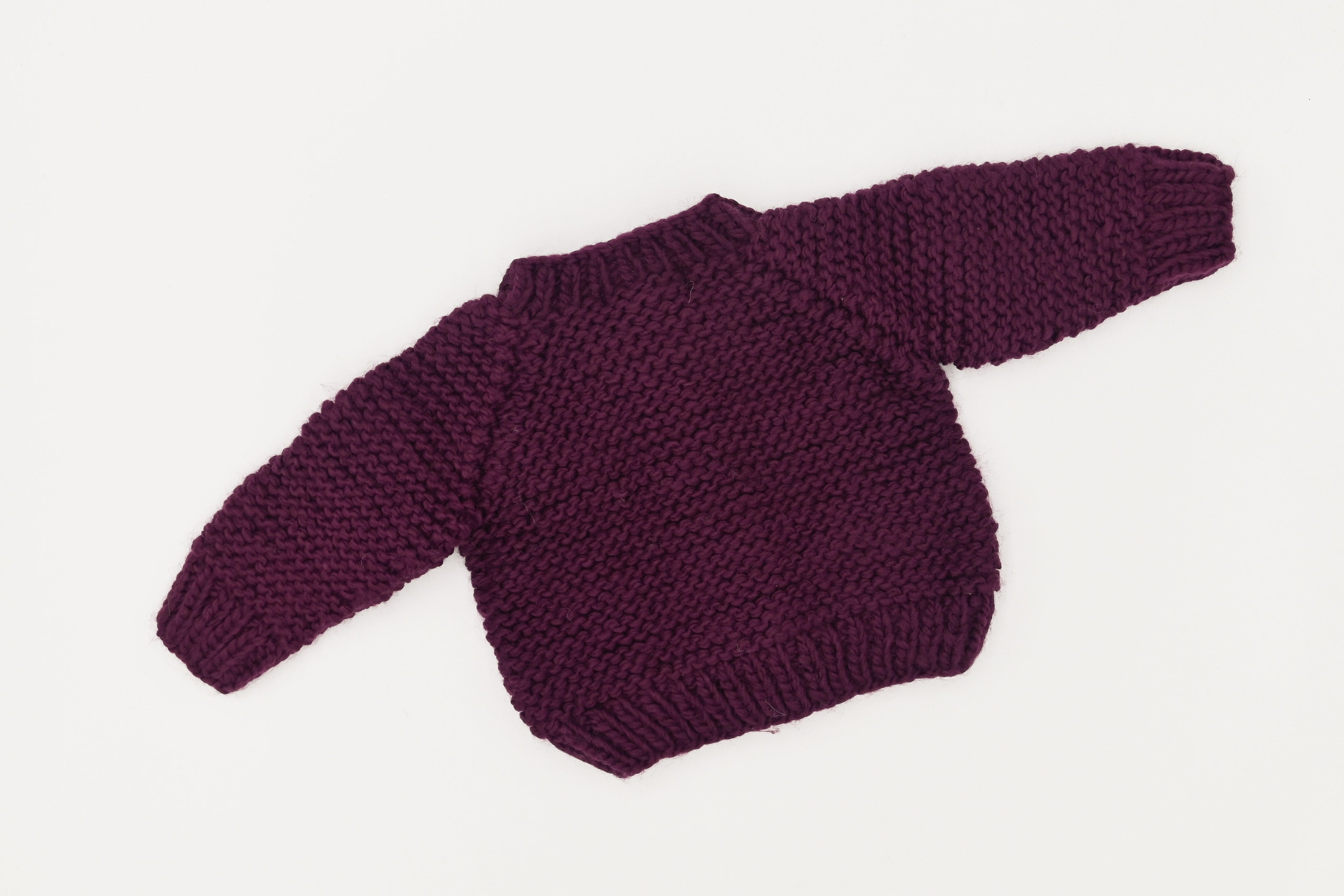Plum Garter Stitch Cardigan Sweater