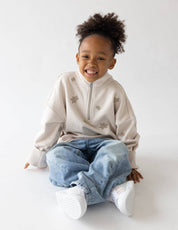 Cream Floral Half-Zip - Youth