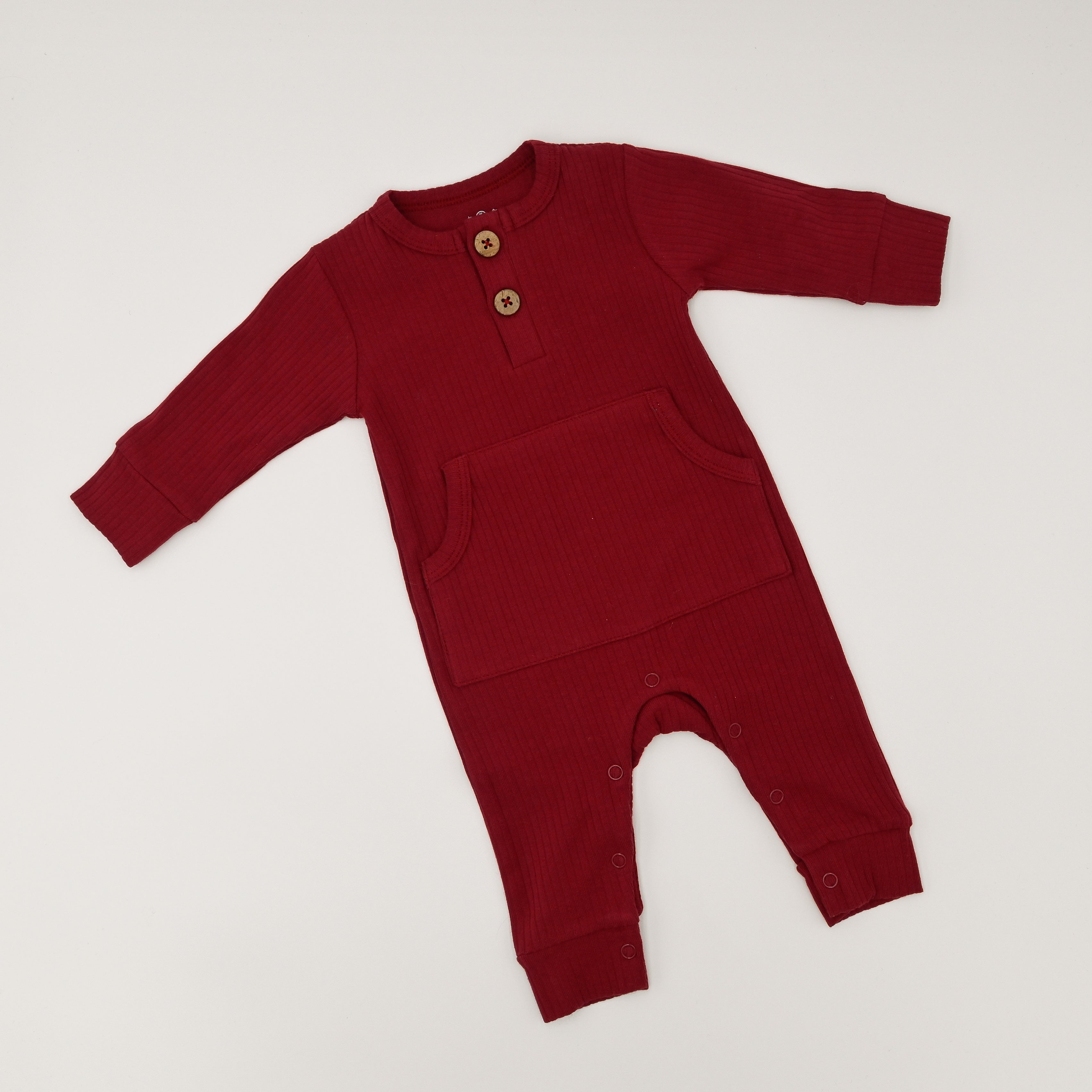 Ribbed Playsuit - Ruby Red
