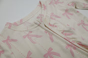 Ruffle Zipper Romper - Pink Bows