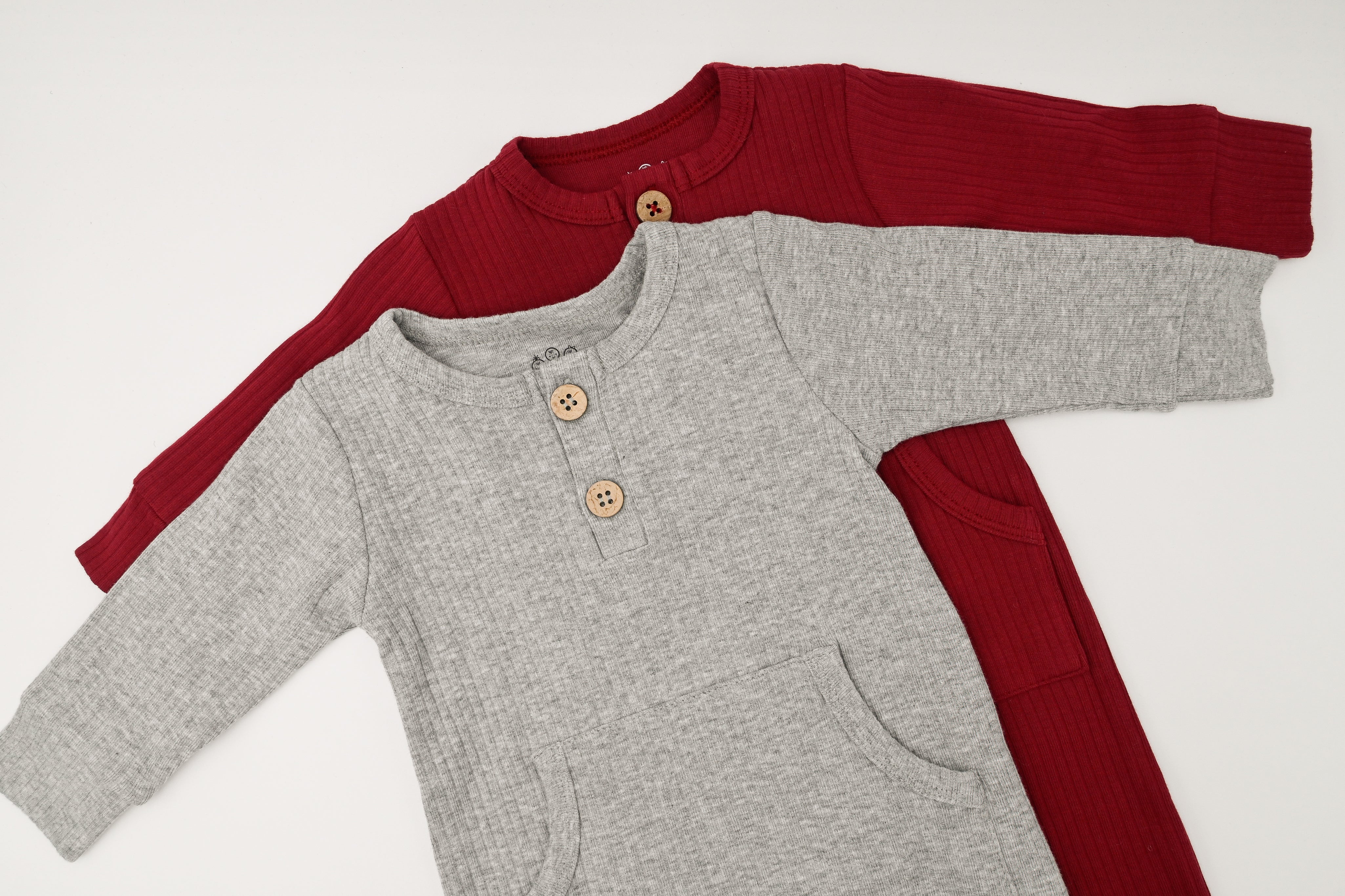 Ribbed Playsuit - Ruby Red