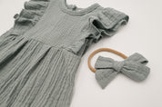 Muslin Romper Flutter Sleeve - Dusty Blue