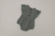 Muslin Romper Flutter Sleeve - Dusty Blue