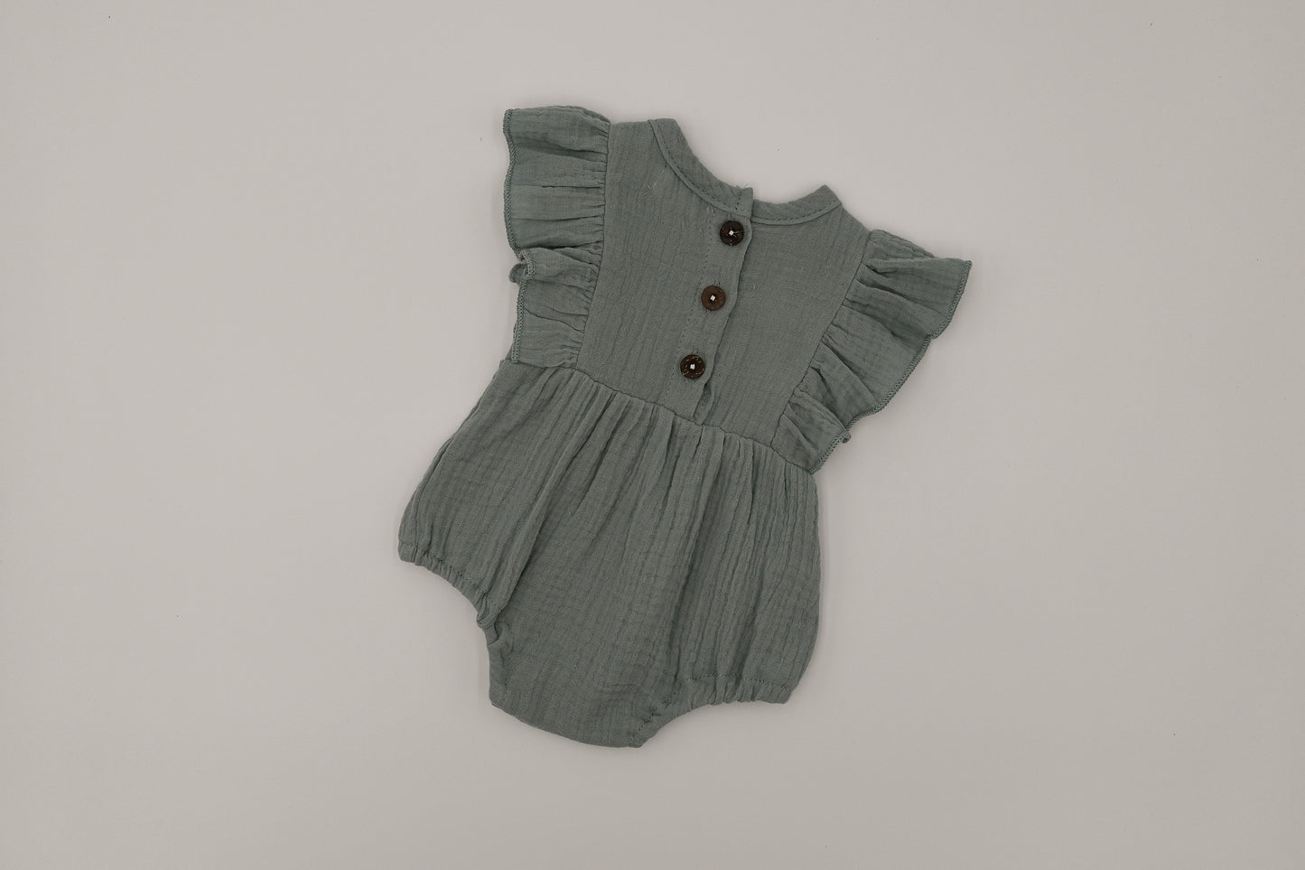 Muslin Romper Flutter Sleeve - Dusty Blue