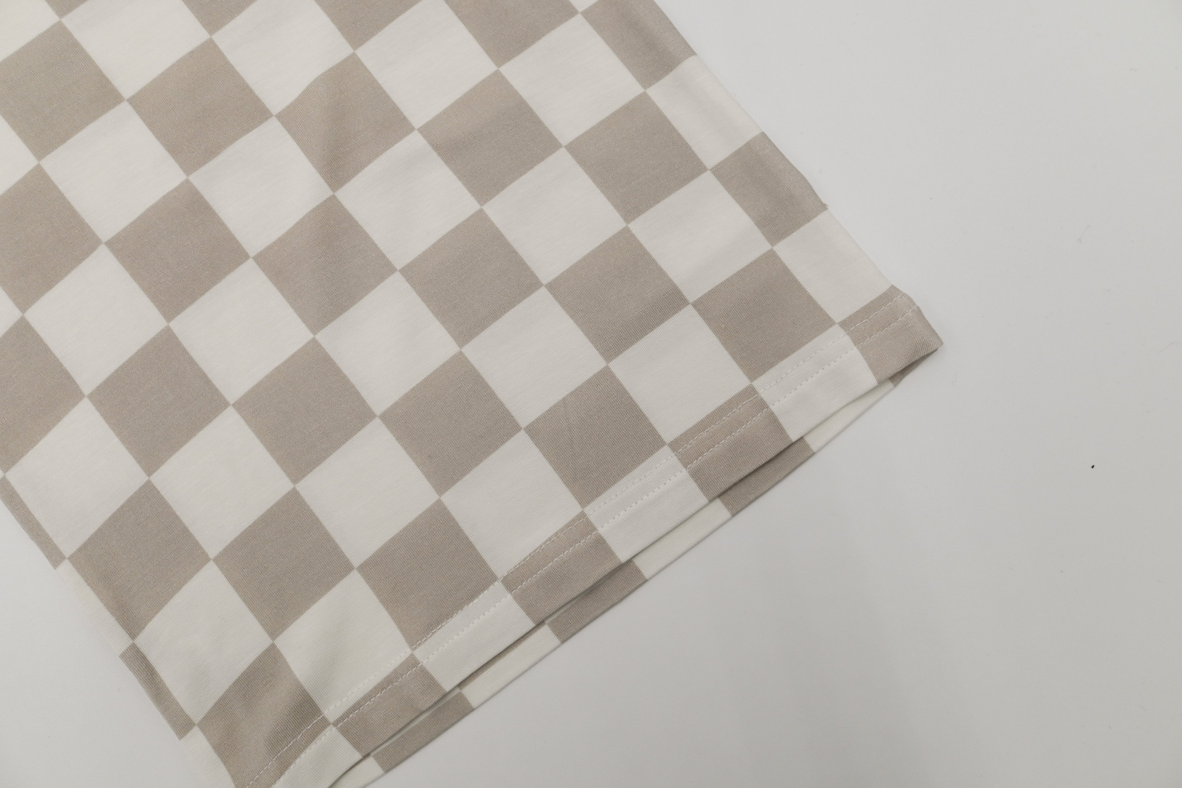 Two-Piece Neutral Checker Short Sleeve Pajama Set