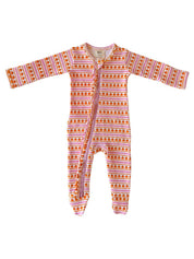 Organic Zipper Romper - Pink Pumpkins with Ruffles