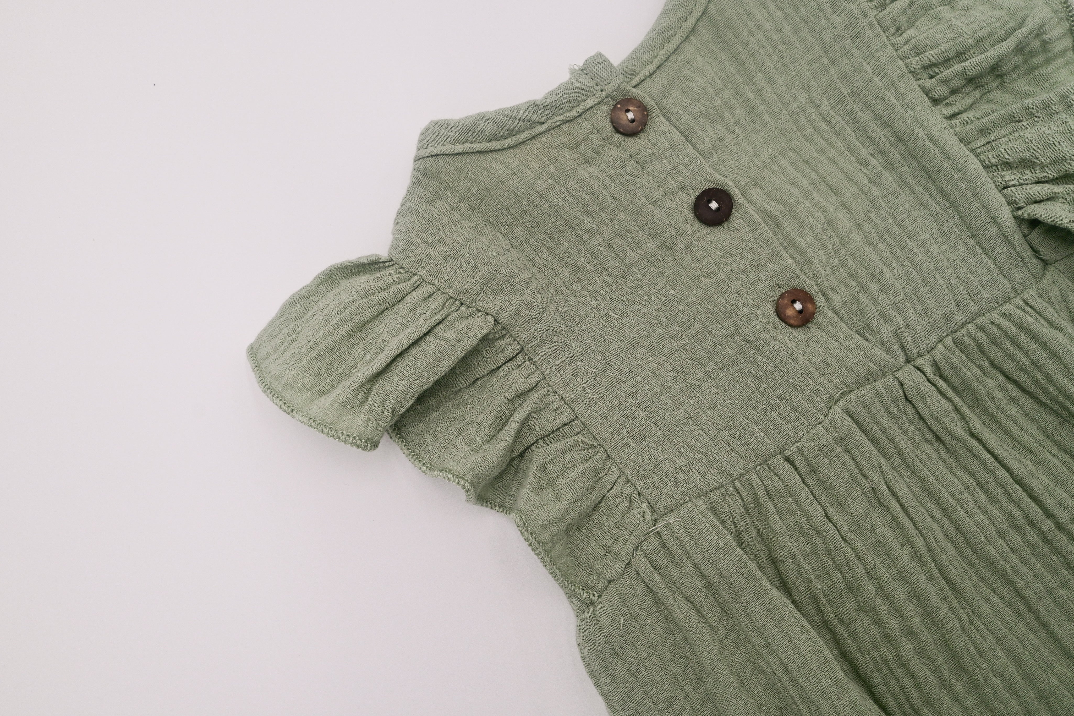 Muslin Romper Flutter Sleeve - Sage