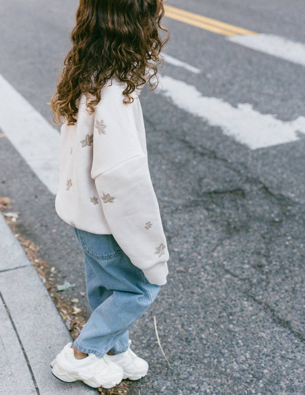 Cream Floral Half-Zip - Youth