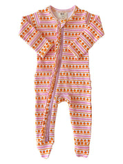 Organic Zipper Romper - Pink Pumpkins with Ruffles