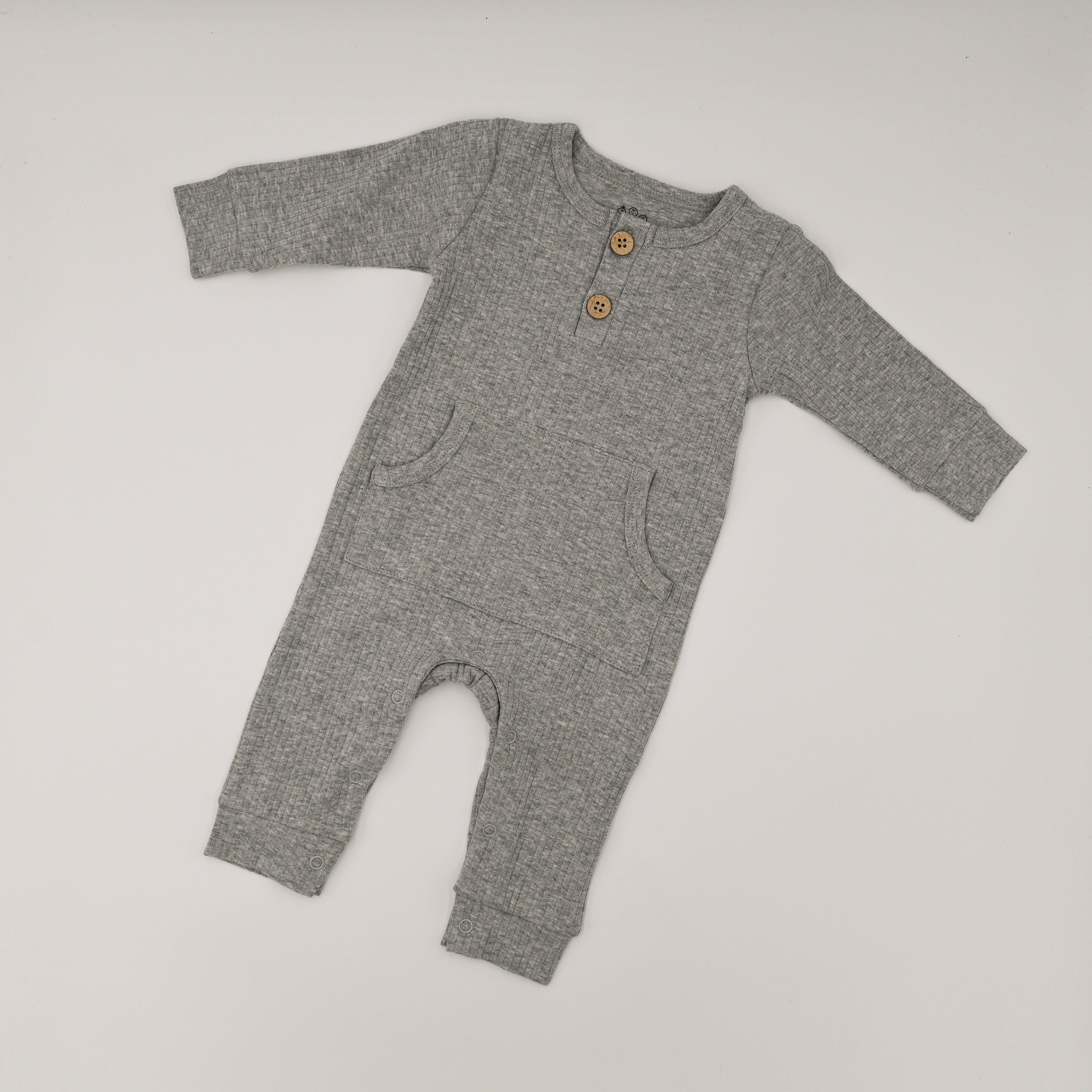 Ribbed Playsuit - Gray