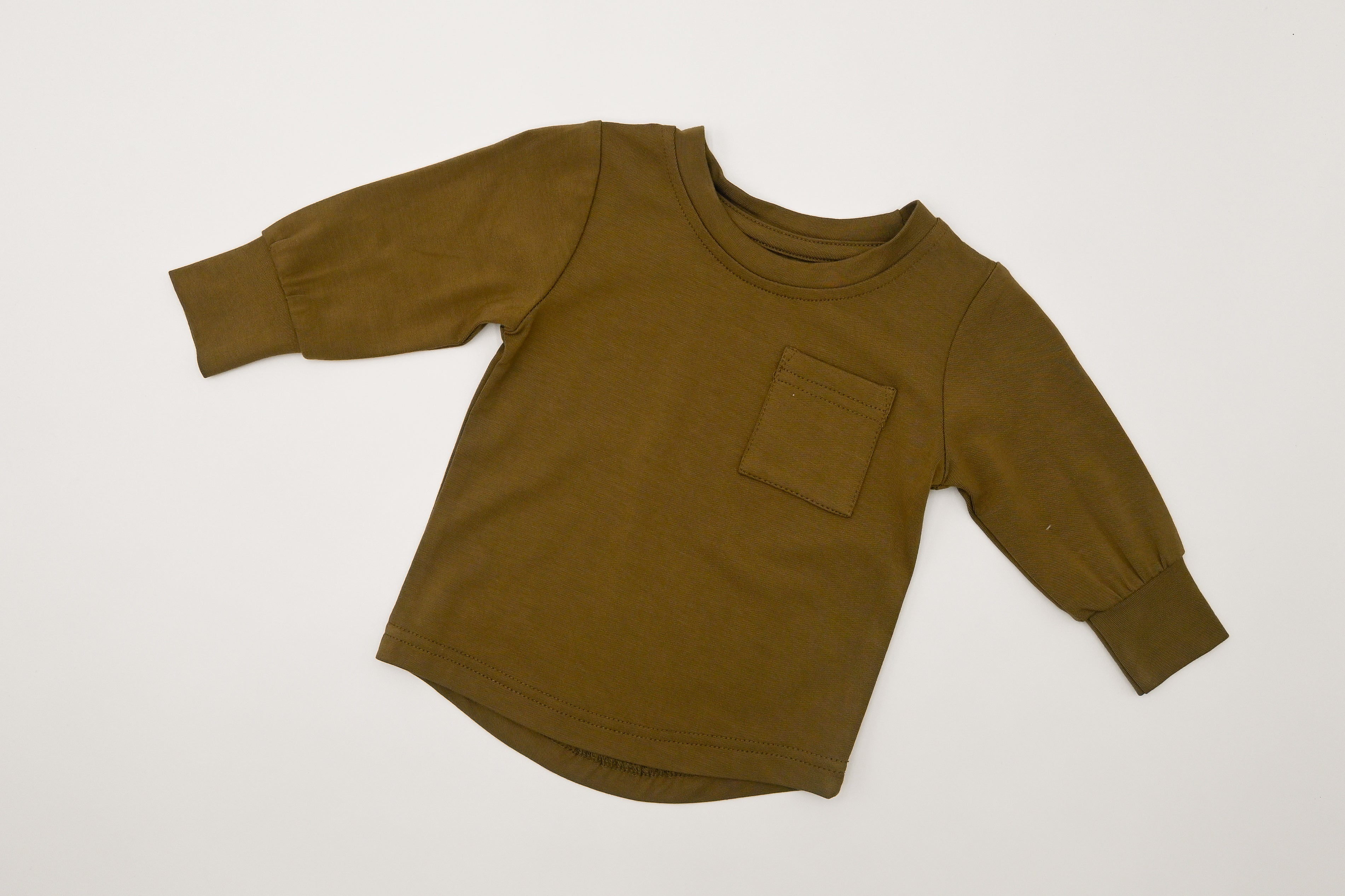 Long-Sleeve Bamboo Pocket Tee - Olive