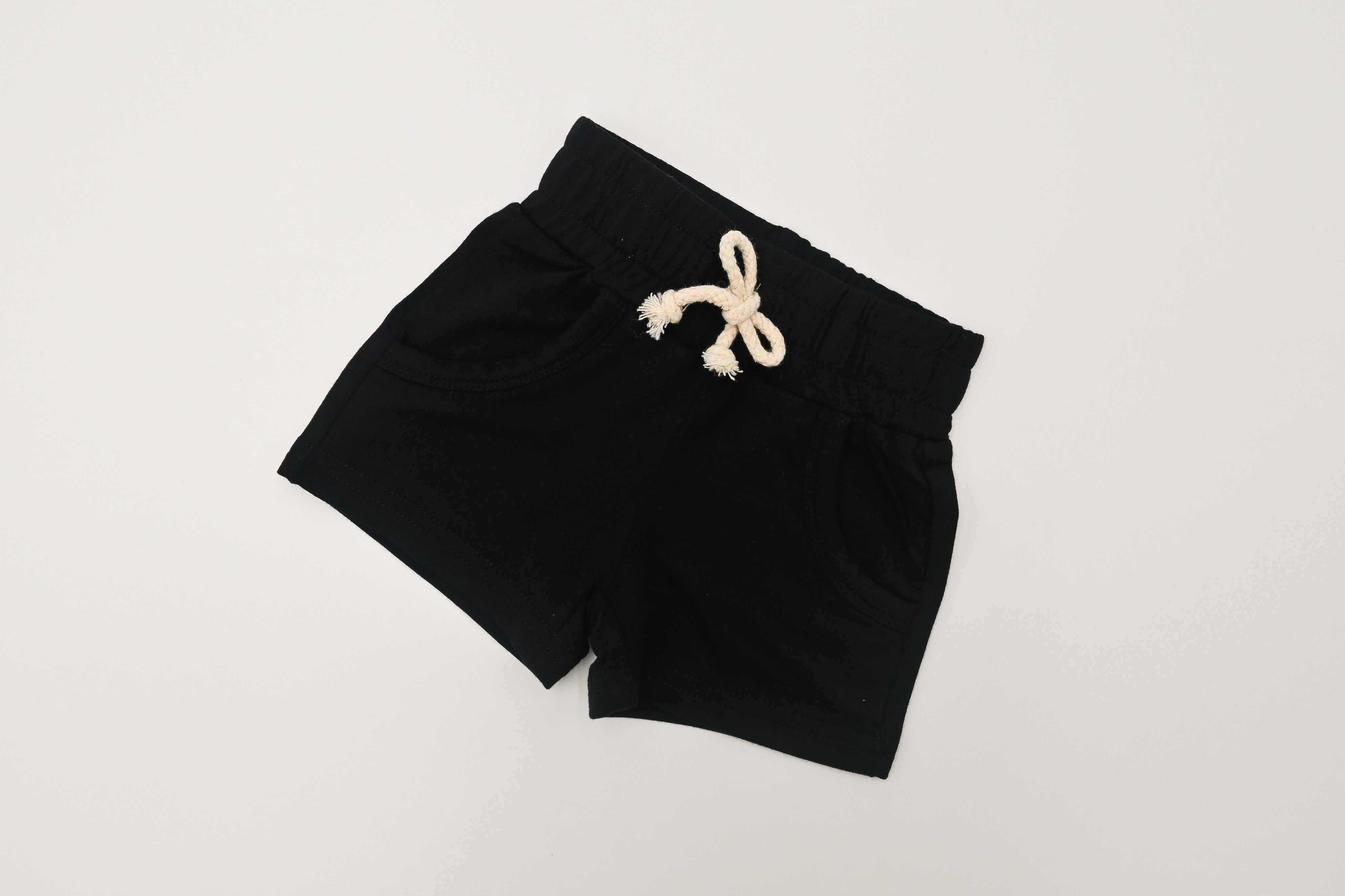 Bamboo Terry Drawstring Shorts - Black