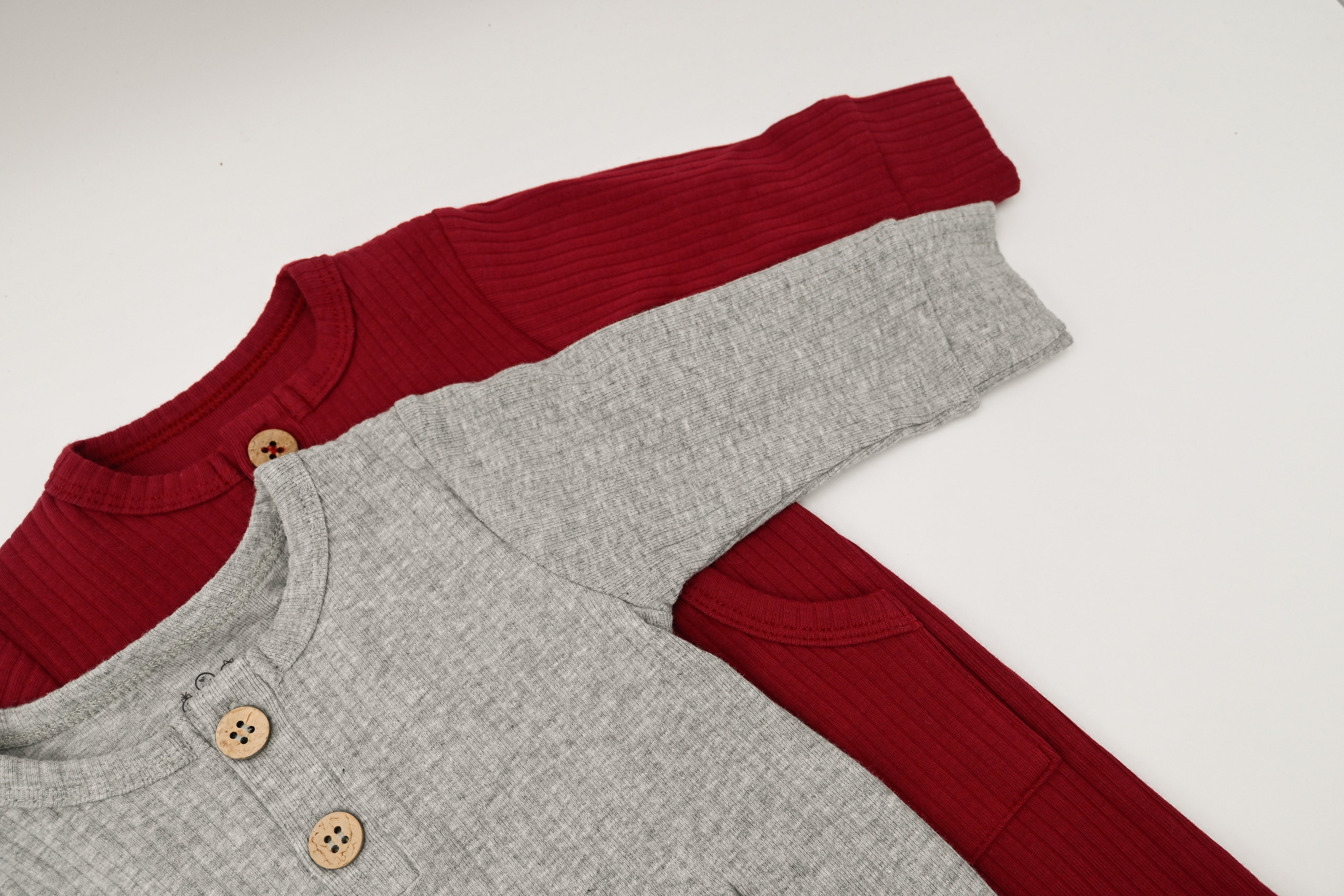 Ribbed Playsuit - Ruby Red