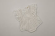 White Bubble Romper + Bow