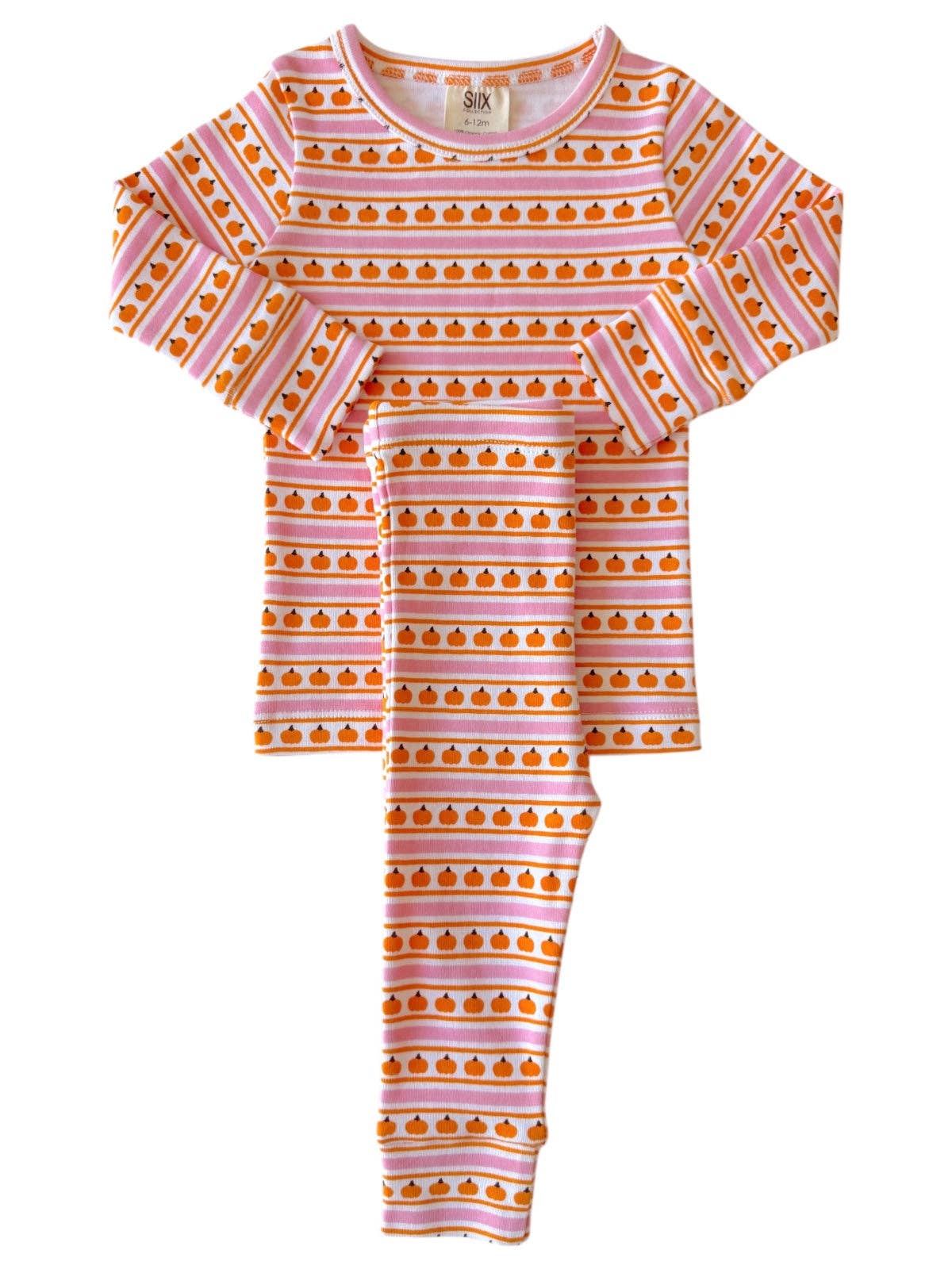 Organic Two Piece Pajama Set - Pink Pumpkins