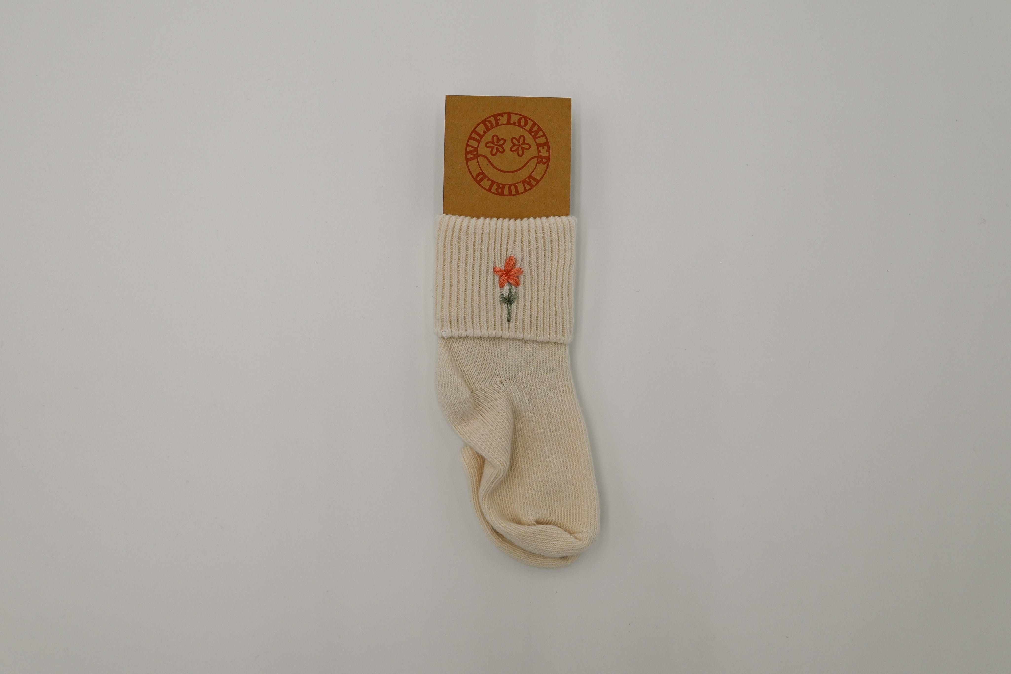 Flower Power Youth Socks - Hand Embroidered by Wildflower Wurld