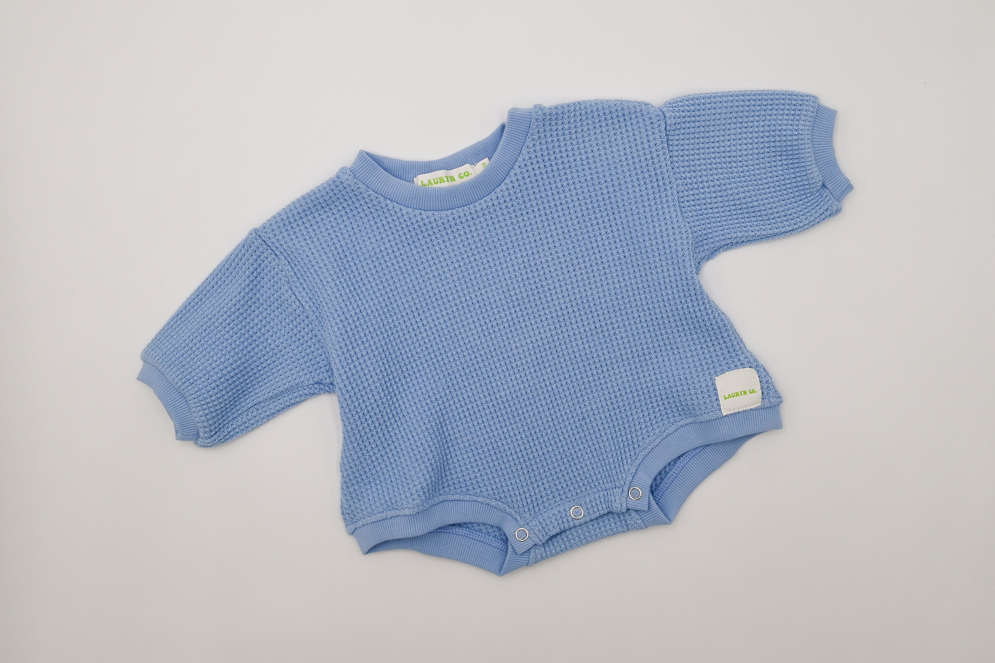 Baby Waffle Bubble Romper - Sky Blue