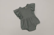 Muslin Romper Flutter Sleeve - Dusty Blue