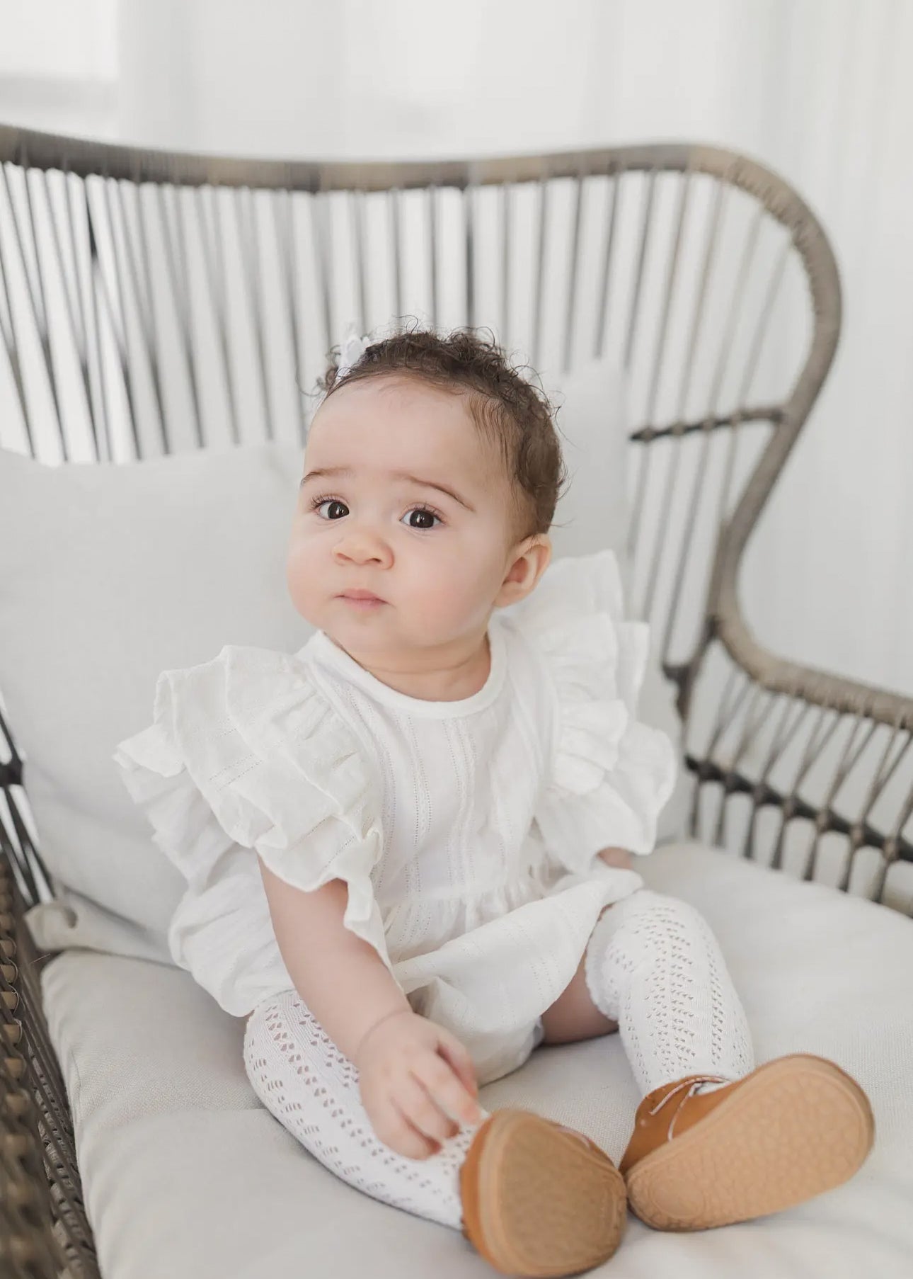 White Bubble Romper + Bow