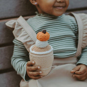 Handmade Crochet Pumpkin Spice Latte Rattle - Organic Cotton Toy