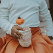 Handmade Crochet Pumpkin Spice Latte Rattle - Organic Cotton Toy