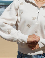 Cream Floral Half-Zip - Womens