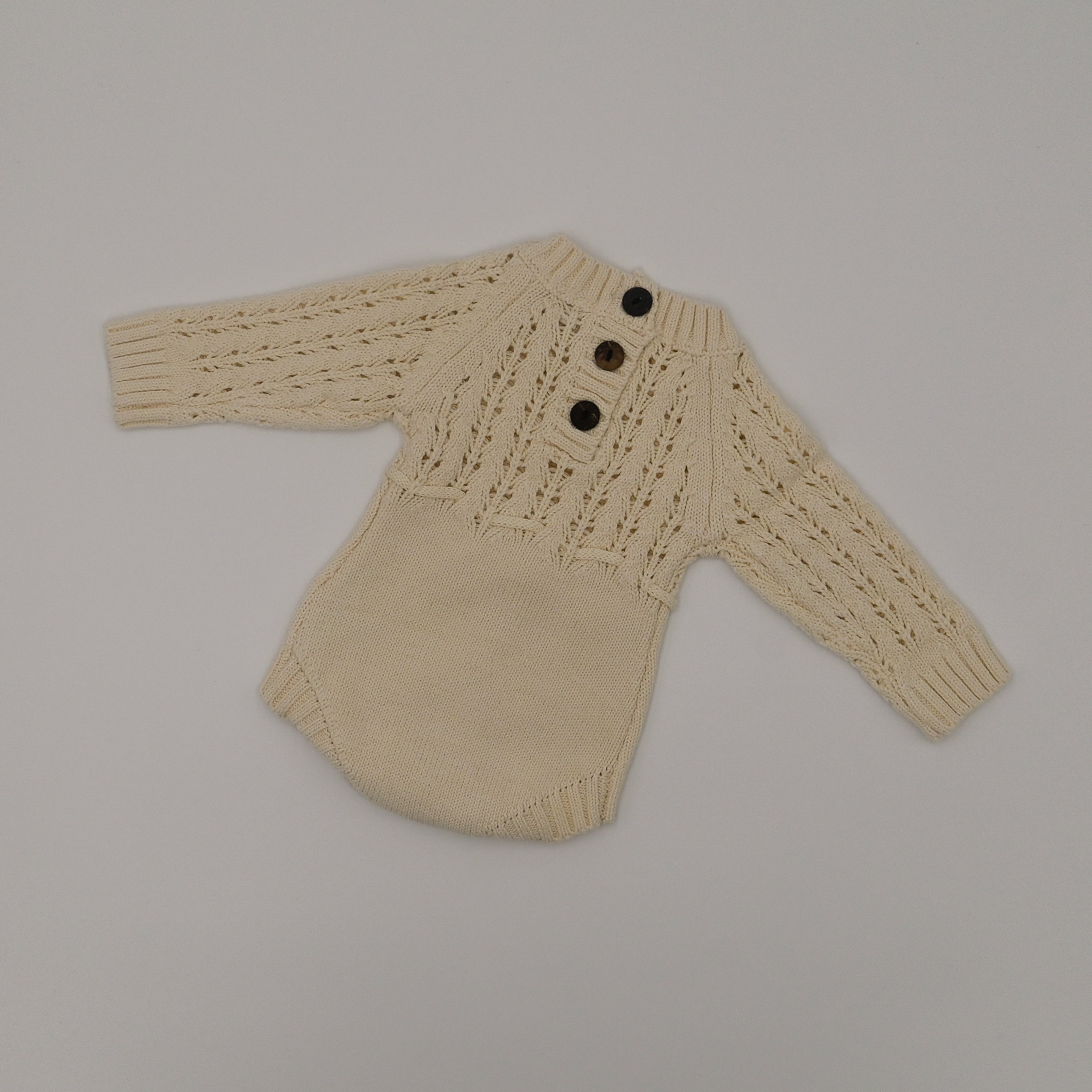 Cotton Sweater Romper - Cream