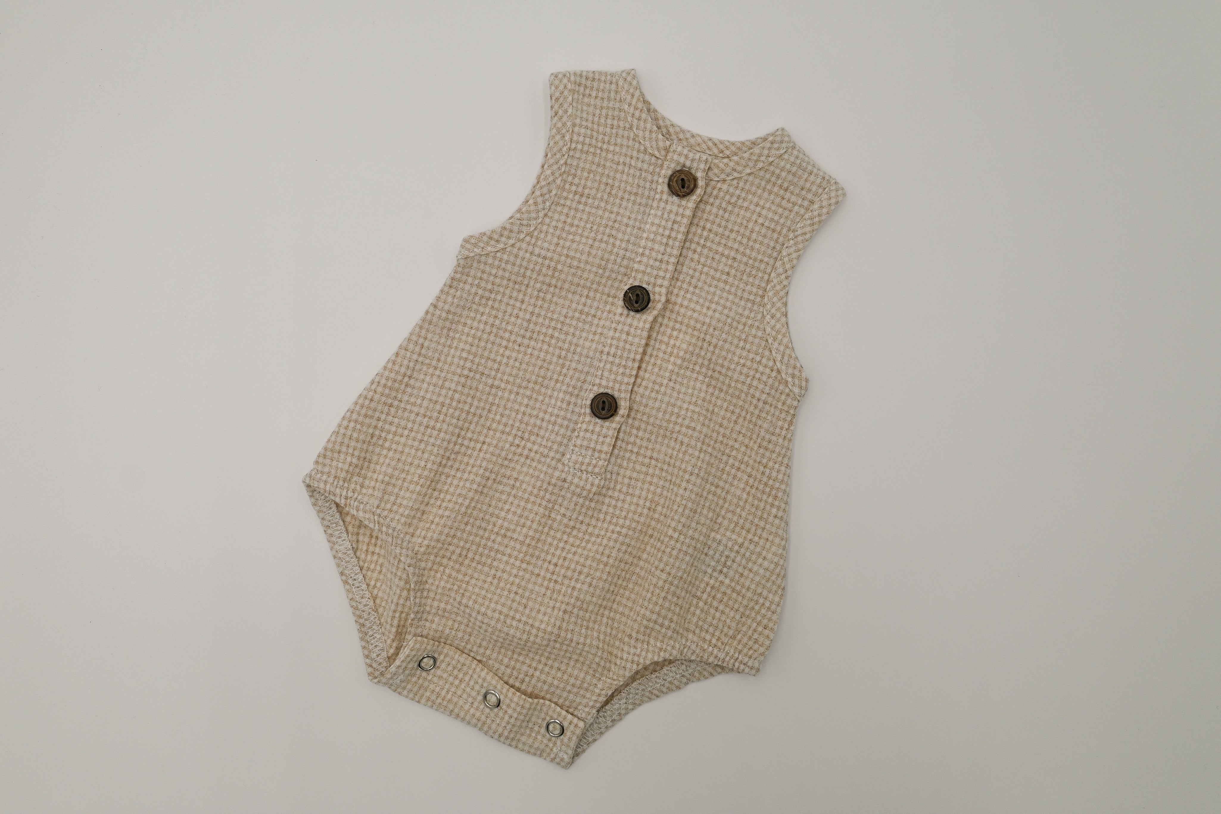 Gingham Romper - Oat