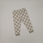 Two-Piece Neutral Checker Short Sleeve Pajama Set
