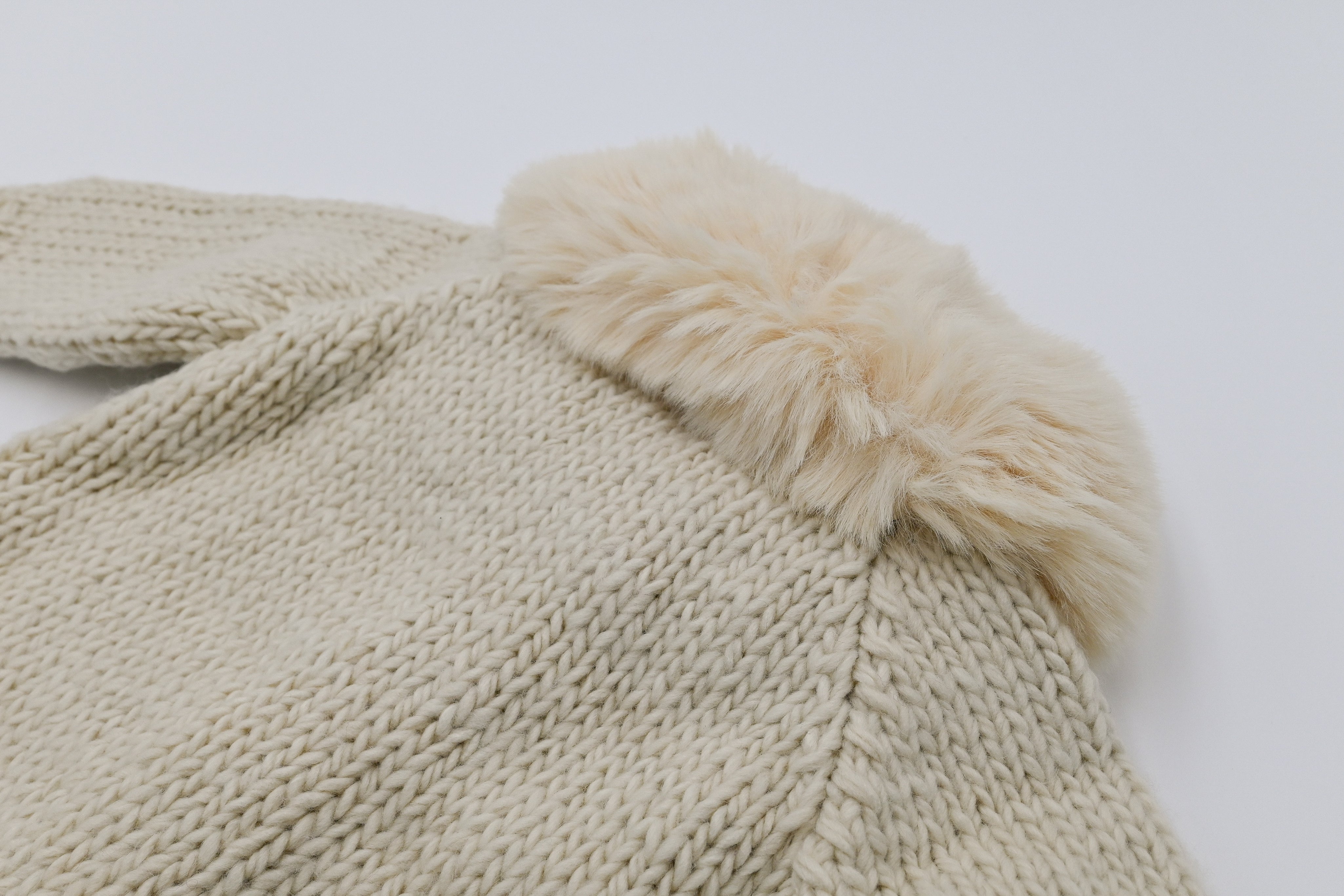 Fur Collar Natural Cardigan Sweater