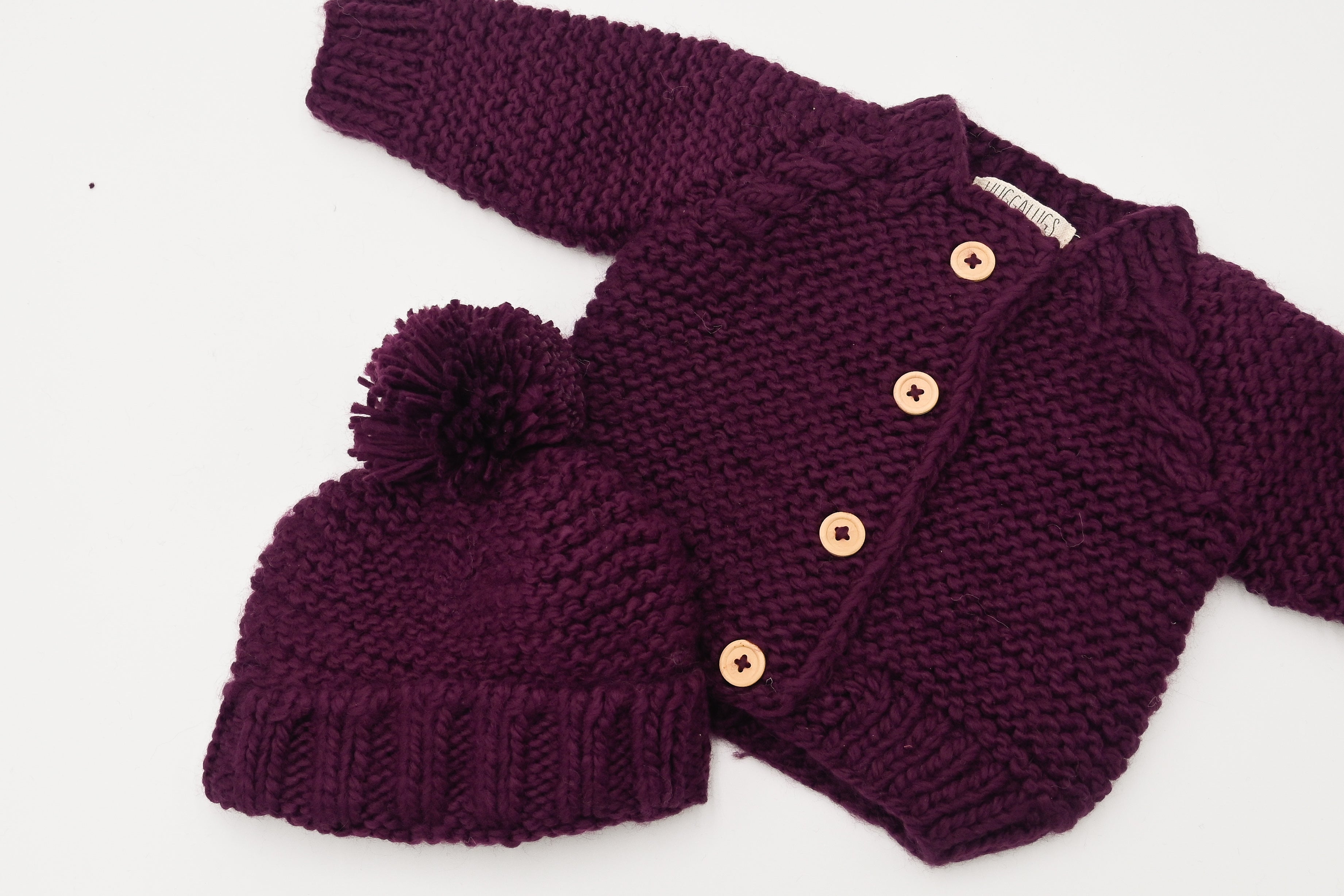 Plum Garter Stitch Beanie Hat