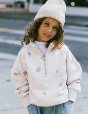Cream Floral Half-Zip - Youth