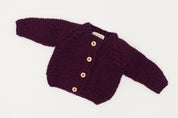 Plum Garter Stitch Cardigan Sweater