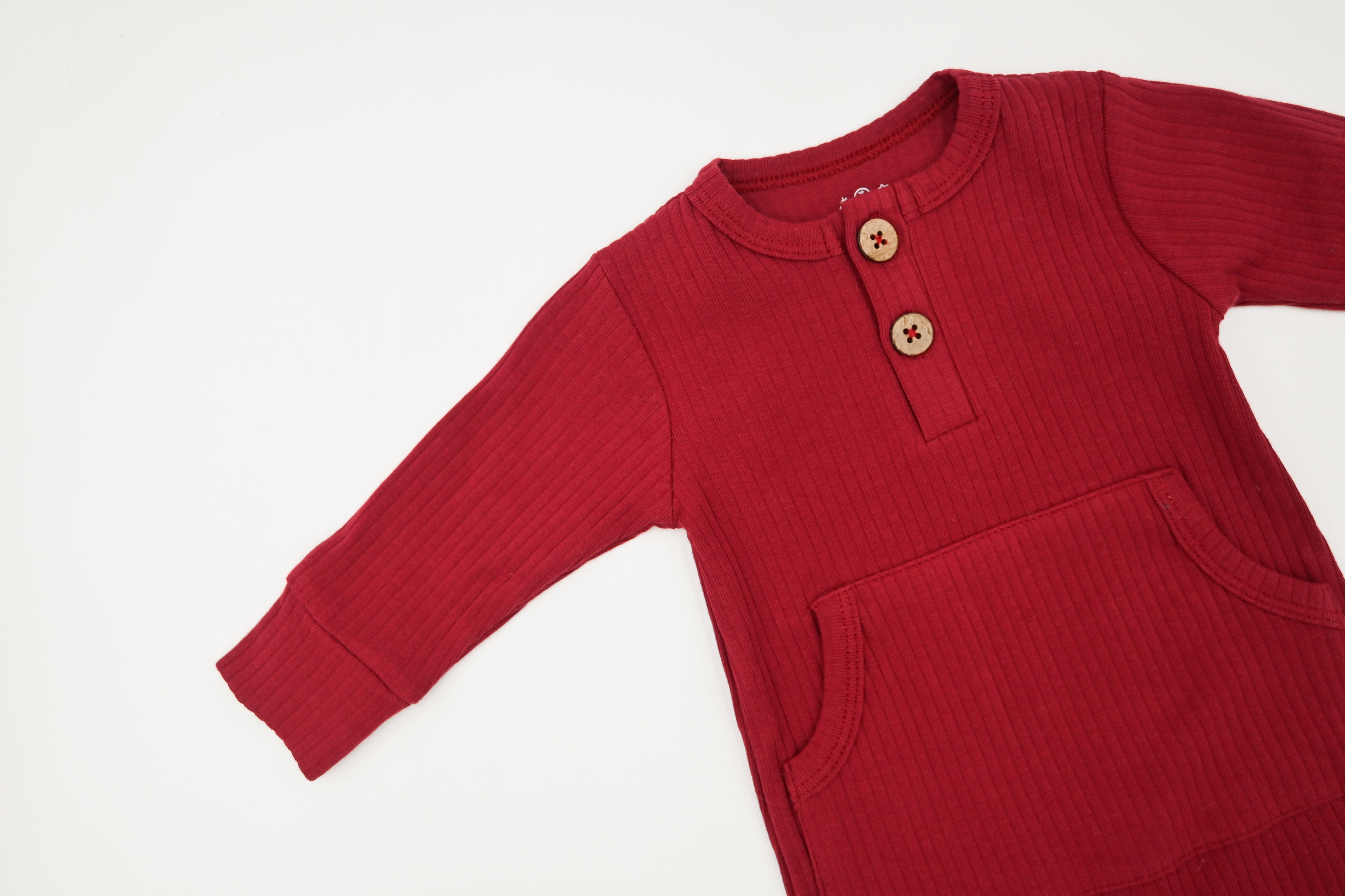 Ribbed Playsuit - Ruby Red