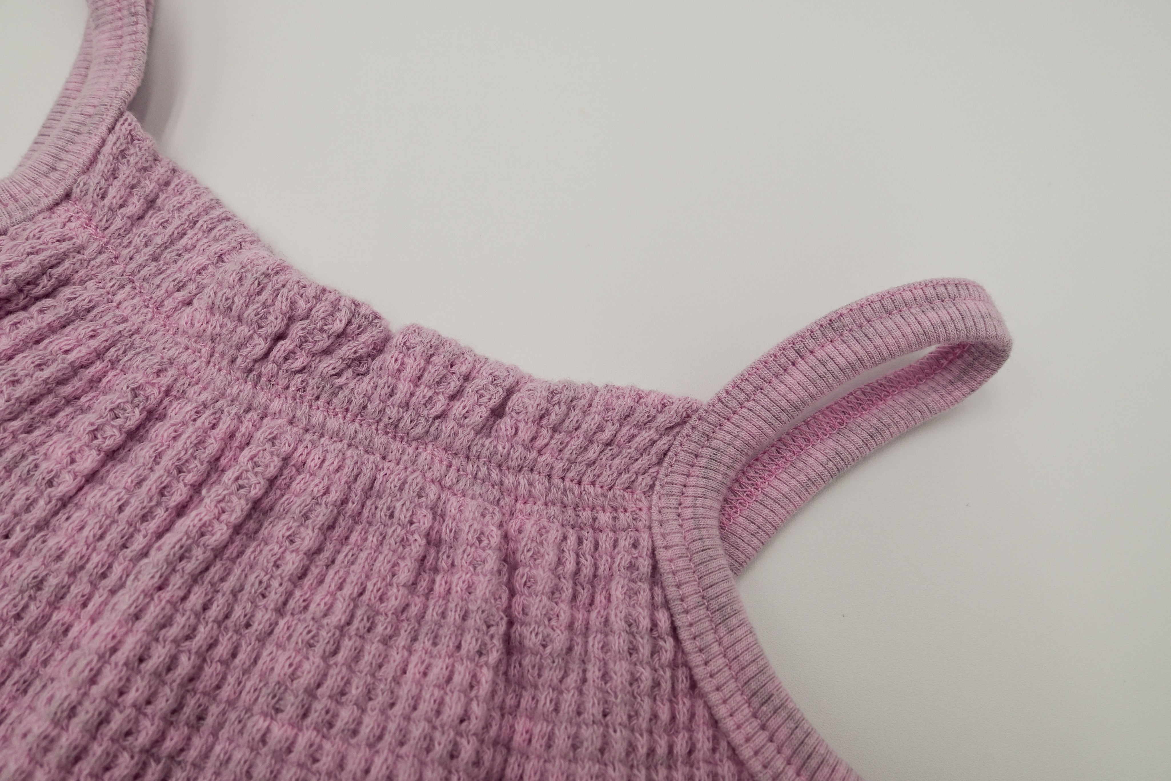 Baby Waffle Ruffle Romper - Raspberry Cream
