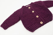 Plum Garter Stitch Cardigan Sweater