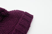 Plum Garter Stitch Beanie Hat