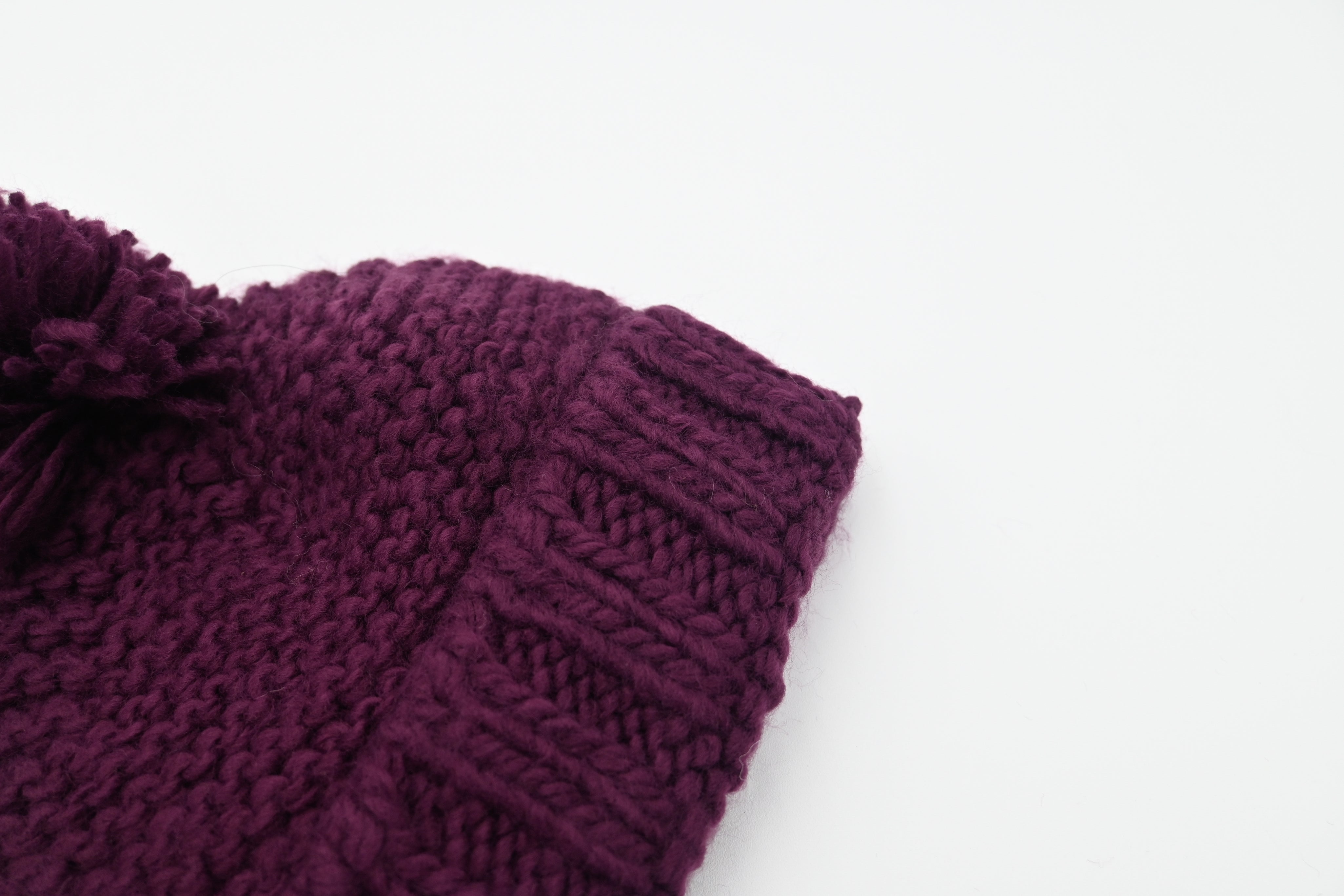 Plum Garter Stitch Beanie Hat
