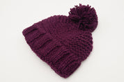 Plum Garter Stitch Beanie Hat