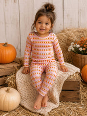 Organic Two Piece Pajama Set - Pink Pumpkins
