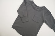 Long-Sleeve Bamboo Pocket Tee - Charcoal
