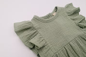 Muslin Romper Flutter Sleeve - Sage