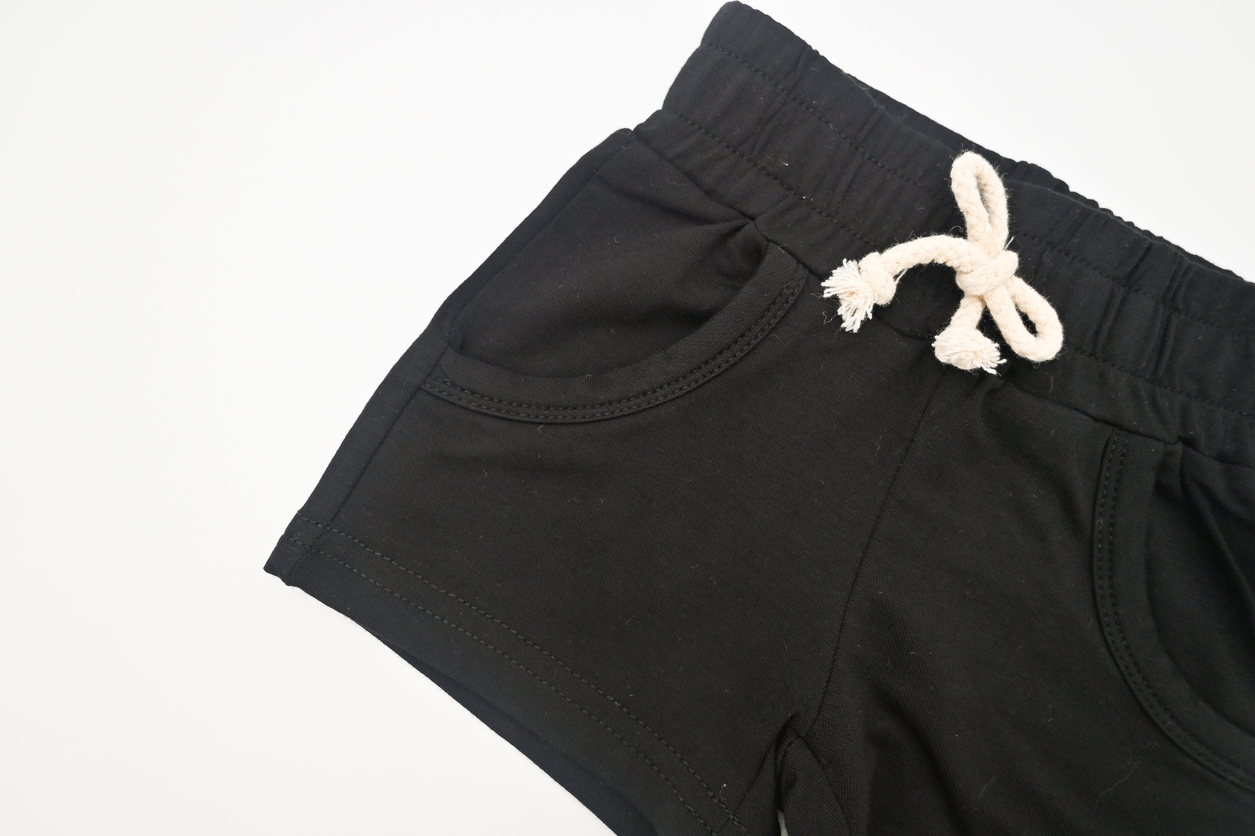 Bamboo Terry Drawstring Shorts - Black