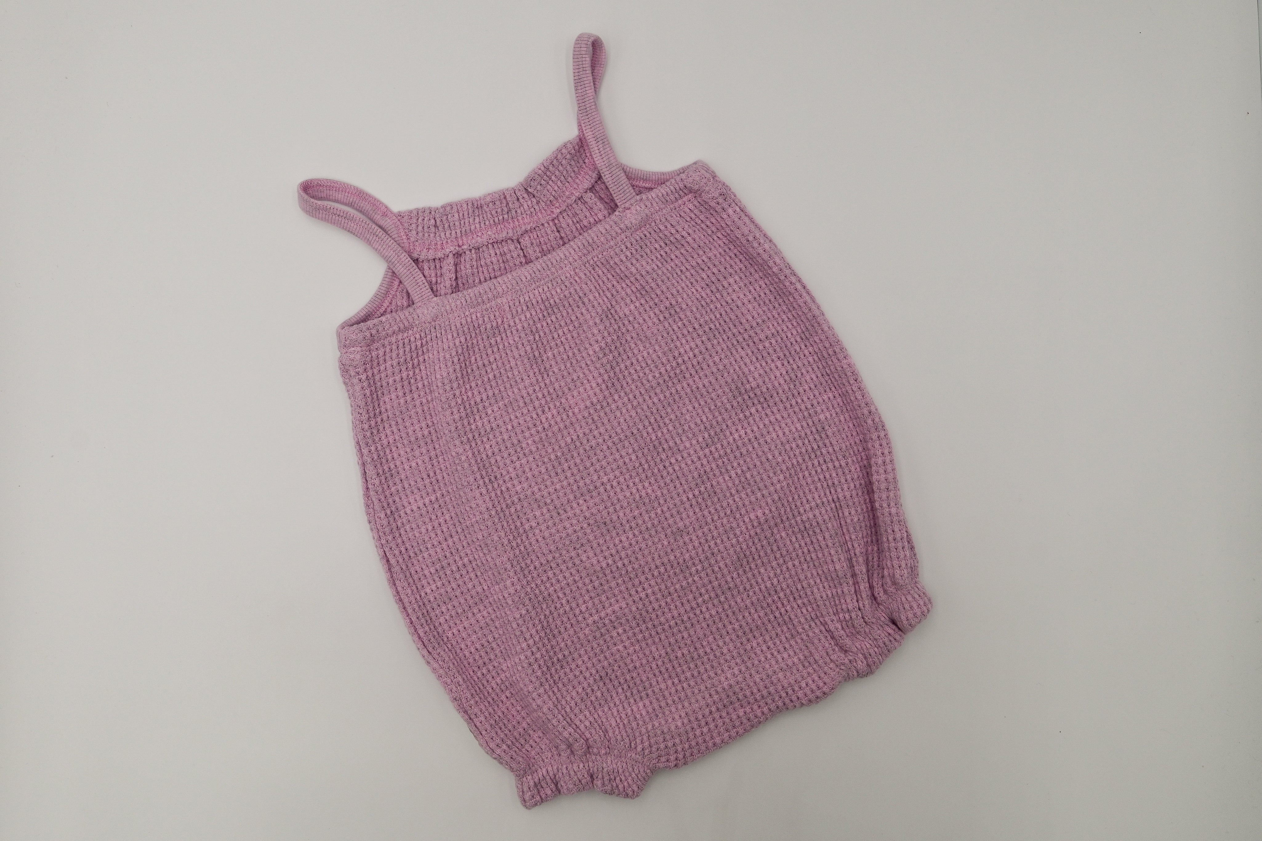 Baby Waffle Ruffle Romper - Raspberry Cream