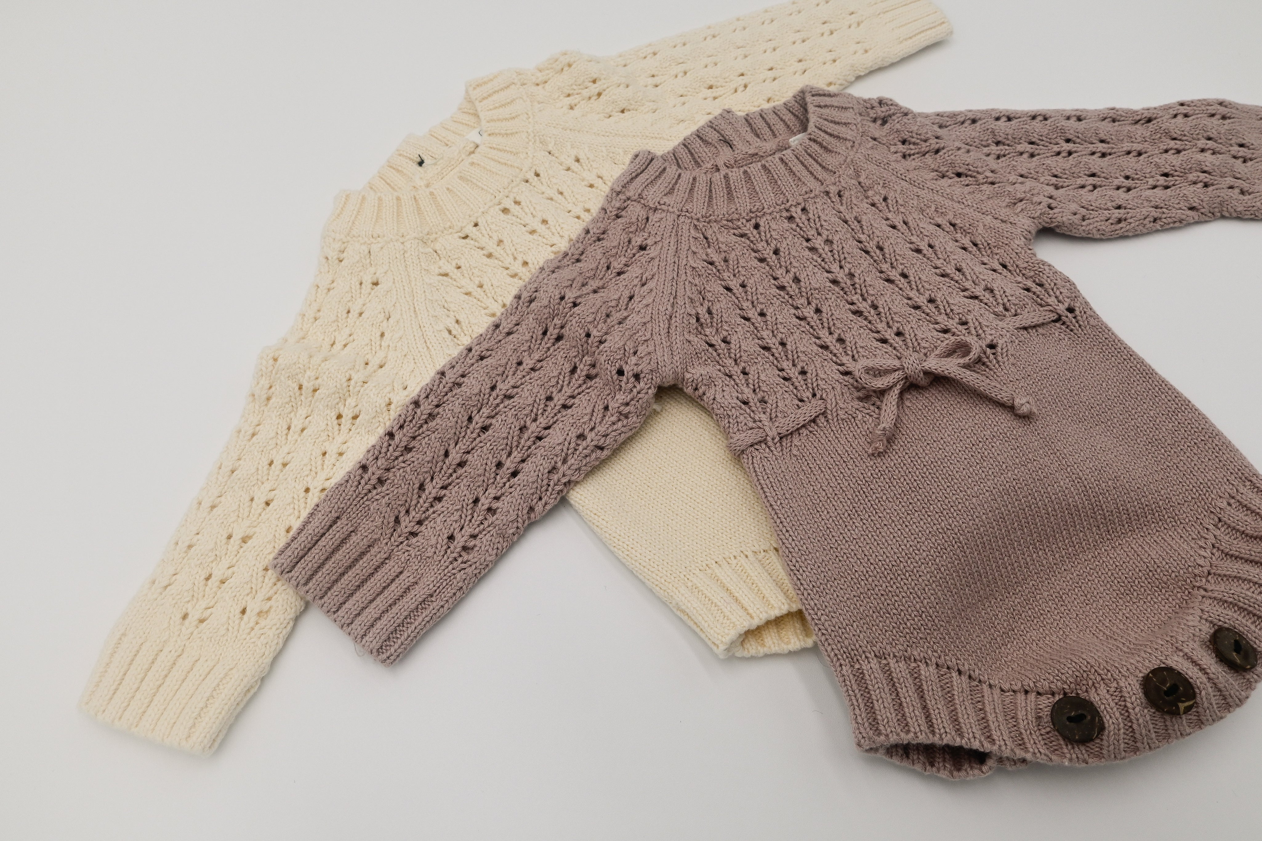 Cotton Sweater Romper - Light Plum