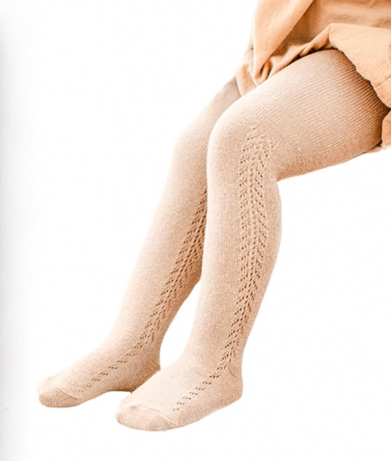 Cotton Knit Lace Stocking - Ivory