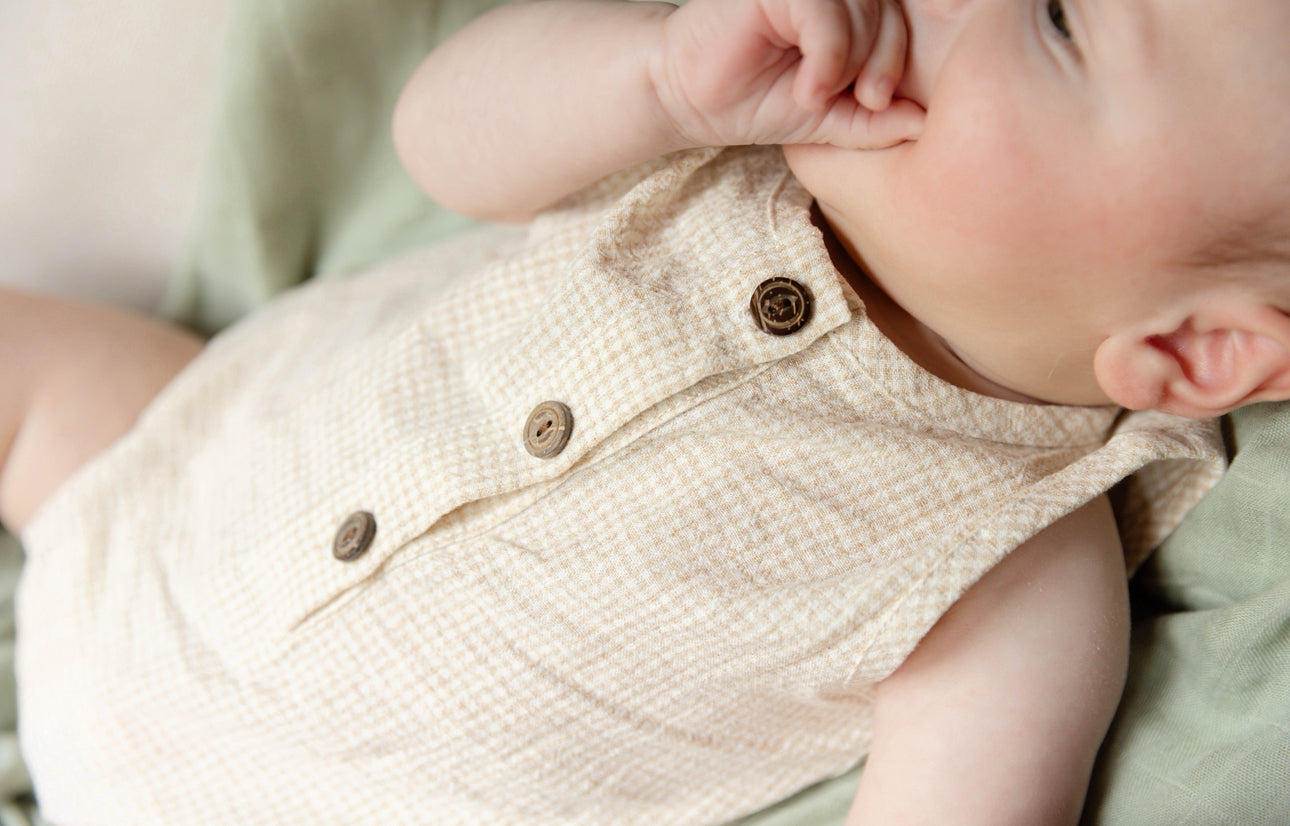 Gingham Romper - Oat