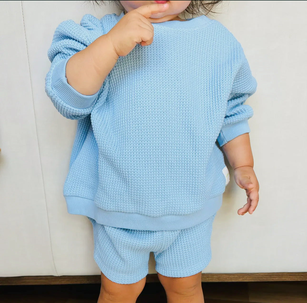 Toddler Long Sleeve Waffle Set - Sky Blue