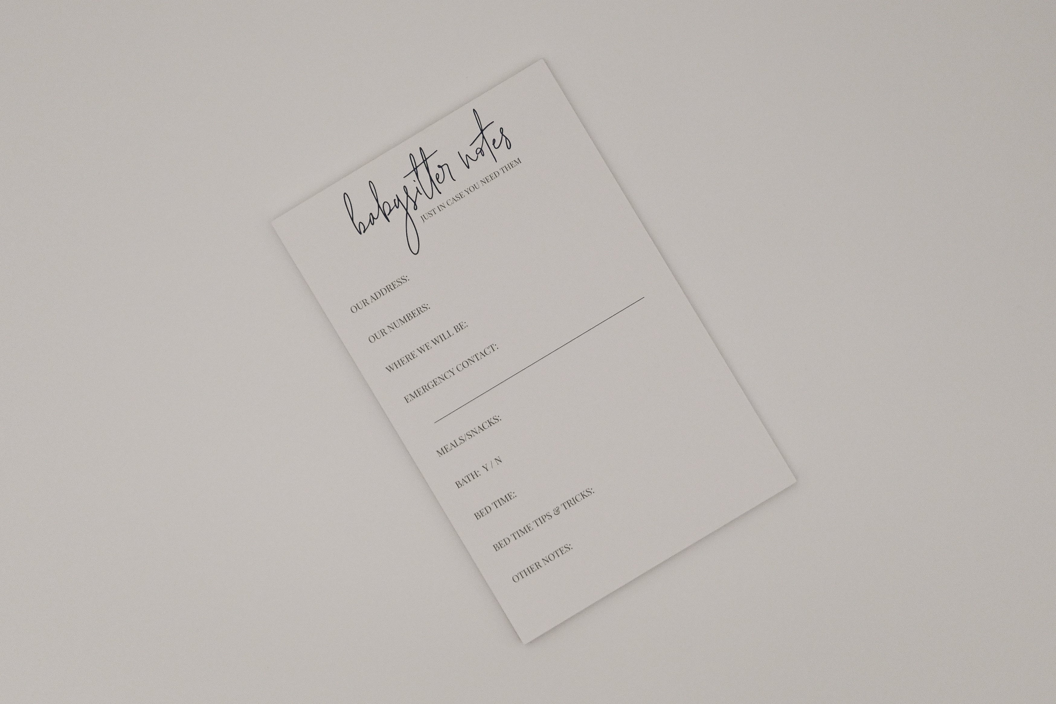 Babysitter Notepad