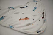 Scarf Bib Set - Vintage Airplane / Dusty Blue